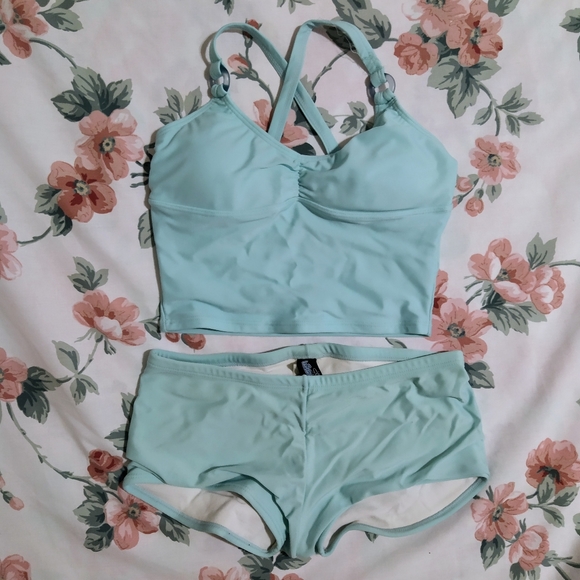 Bikini Village Light Blue Tankini Swimsuit - Picture 1 of 4